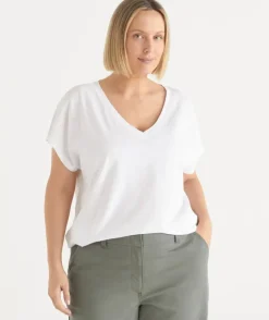 AC SLUB V NECK T-SHIRT