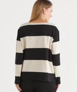 Bold Stripe Long Sleeve Top - Black/Natural