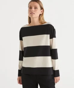 Bold Stripe Long Sleeve Top - Black/Natural