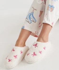 Bow Fluffy Slipper - Pink