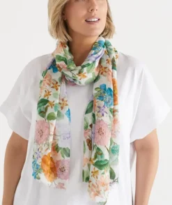 Bright Botanical Scarf - White