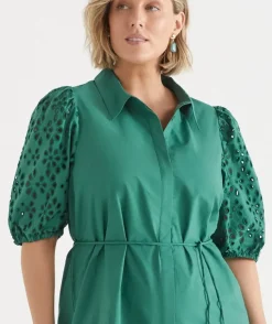 Broderie Puff Sleeve Dress