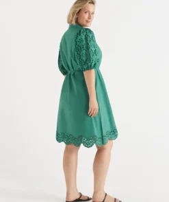 Broderie Puff Sleeve Dress