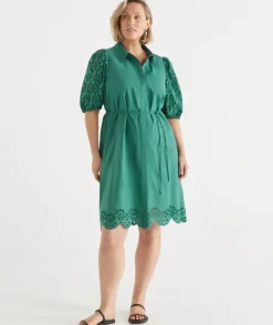 Broderie Puff Sleeve Dress
