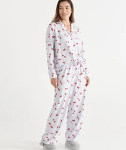 Brushed Cherry Print Novelty Pyjama Set