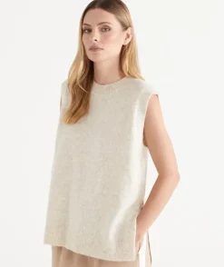 Brushed Knit Crew Neck Vest