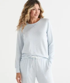 Brushed Long Sleeve Stripe Pyjama Top