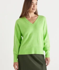 Brushed Rib V Neck Jumper