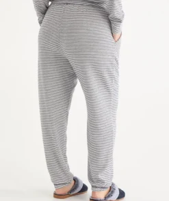 Brushed Stripe Tapered Pyjama Pant - Navy