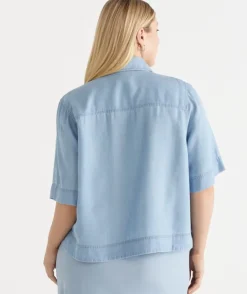 Chambray Boxy Short Sleeve Shirt