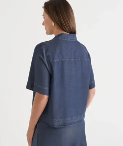 Chambray Boxy Short Sleeve Shirt