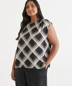 Check Print Sleeveless Top