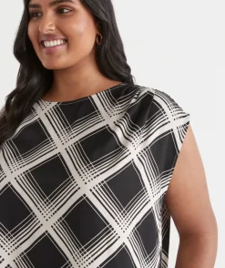 Check Print Sleeveless Top