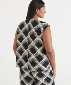 Check Print Sleeveless Top