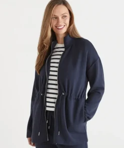 Cinch Waist Jersey Jacket - Midnight