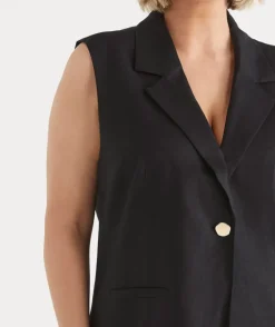 Collared Longline Vest - Black
