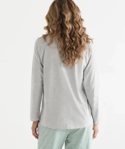 Contrast Long Sleeve Pyjama Top