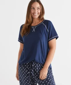 Contrast Short Sleeve Pyjama Top