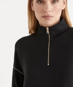 Contrast Stitch Quarter-Zip Jumper
