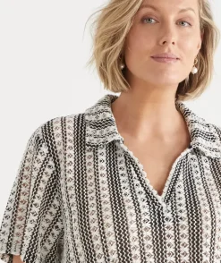 Crochet Short Sleeve Polo Top