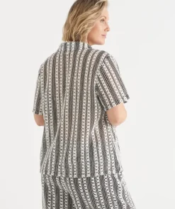 Crochet Short Sleeve Polo Top
