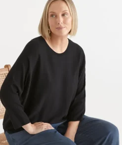 Curved Hem Crew Neck Jumper
