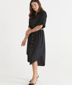 D Ring Shirt Midi Dress