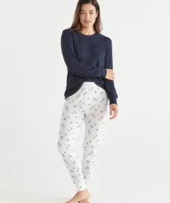 Daisy Print Waffle Jogger
