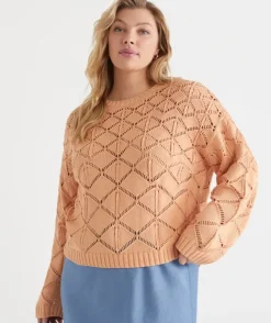 Diamond Knit Jumper - Melon