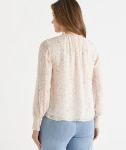 Ditsy Floral Lace Detail Blouse