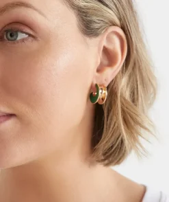 Enamel Stud Earring - Green