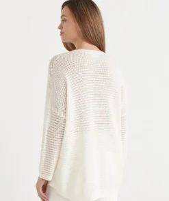 Extended Shoulder V Neck Knit Jumper