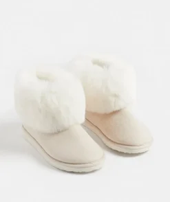 Faux Fur Trim Slipper Boots