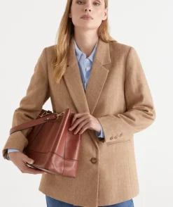 Faux Suede Contrast Bucket Bag