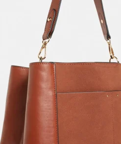 Faux Suede Contrast Bucket Bag