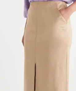 Faux Suede Midi Skirt