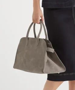 Faux Suede Tote Bag - Grey