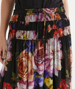 Floral Bloom Gathered Midi Skirt