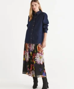 Floral Bloom Gathered Midi Skirt