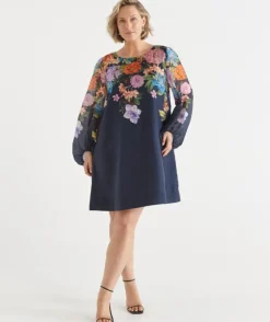 Floral Botanical Long Sleeve Shift Dress