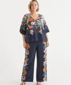 Floral Botanical V Neck Blouse