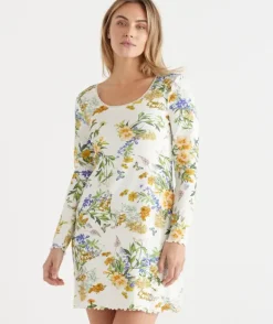 Floral Field Long Sleeve Pointelle Nightie