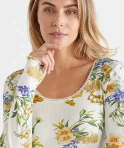 Floral Field Long Sleeve Pointelle Nightie