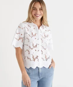 Floral Garden Broderie Short Sleeve Shirt