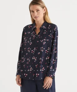 Floral Print Long Sleeve Shirt - Midnight
