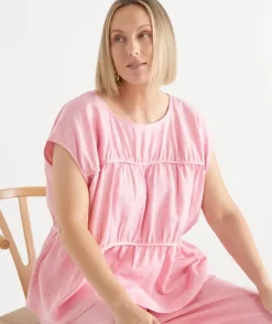 Gathered Short Sleeve Boxy Top