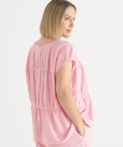 Gathered Short Sleeve Boxy Top