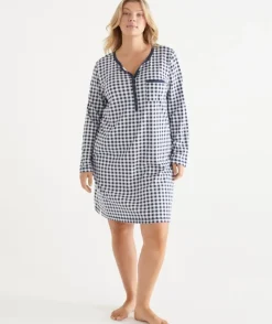 Gingham Long Sleeve Nightie