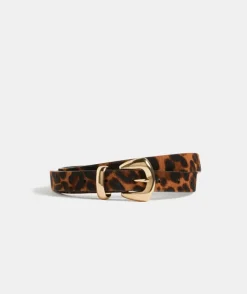 Gold Buckel Animal Leather Belt