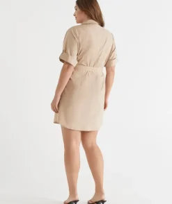 Gold Button Shirt Dress